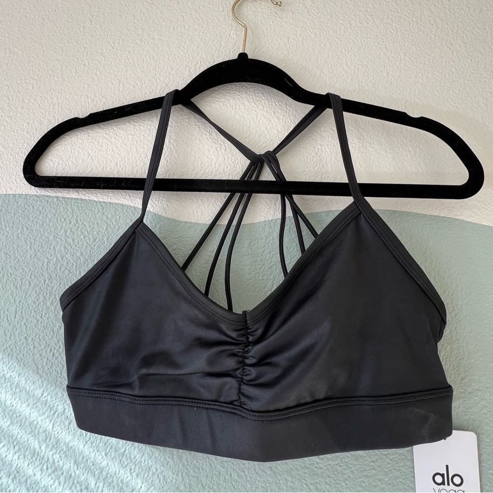 Alo Yoga Sunny Strappy Bra - Black Glossy - M